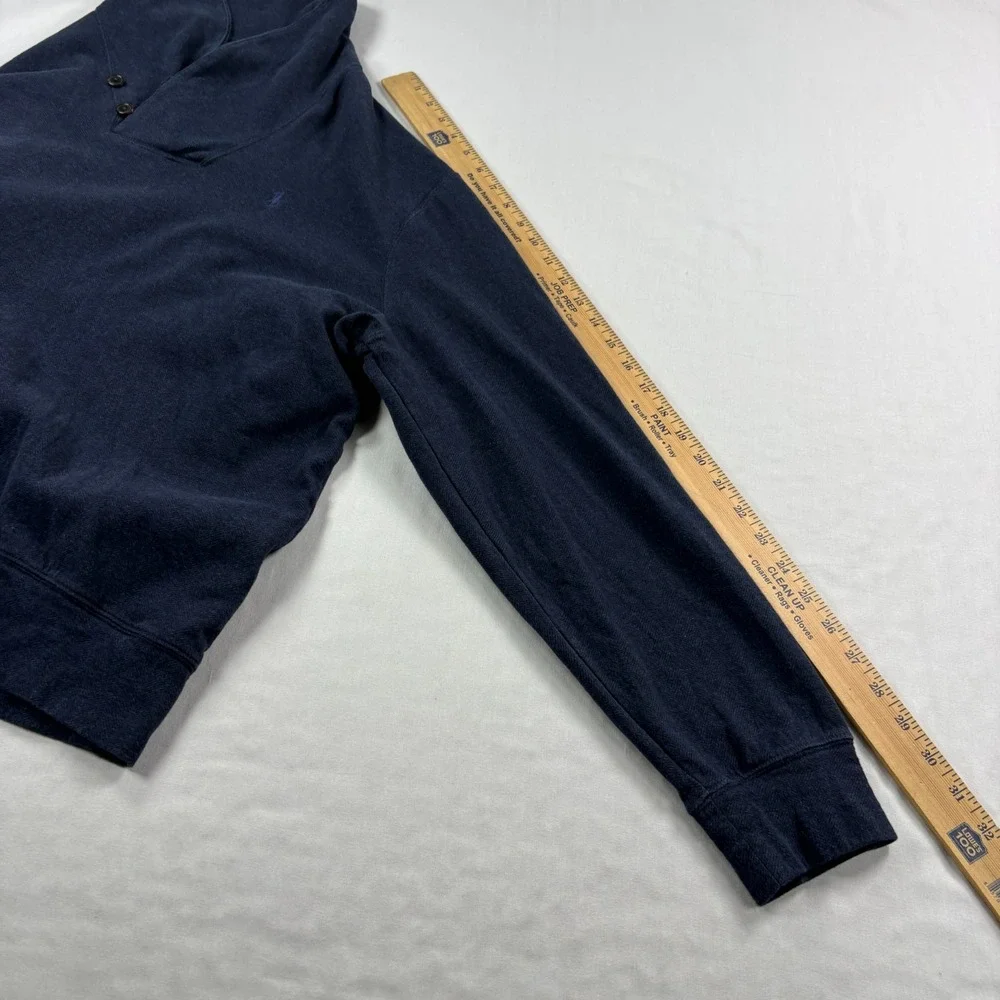 Polo Ralph Lauren Sweater Mens XL Blue Herringbone Shawl Collar Pullover Preppy